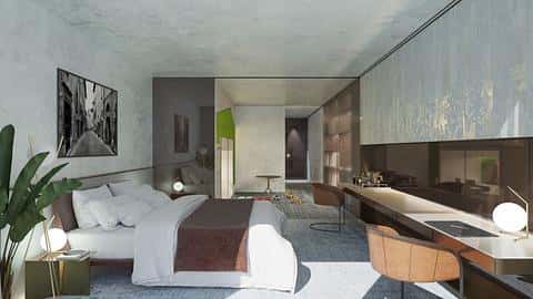 Appartements d'hôtel de luxe avec vue sur the World Islands. — 3/16