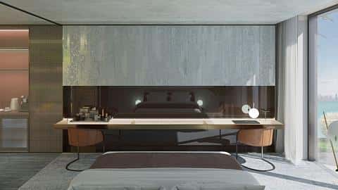 Appartements d'hôtel de luxe avec vue sur the World Islands. — 4/16
