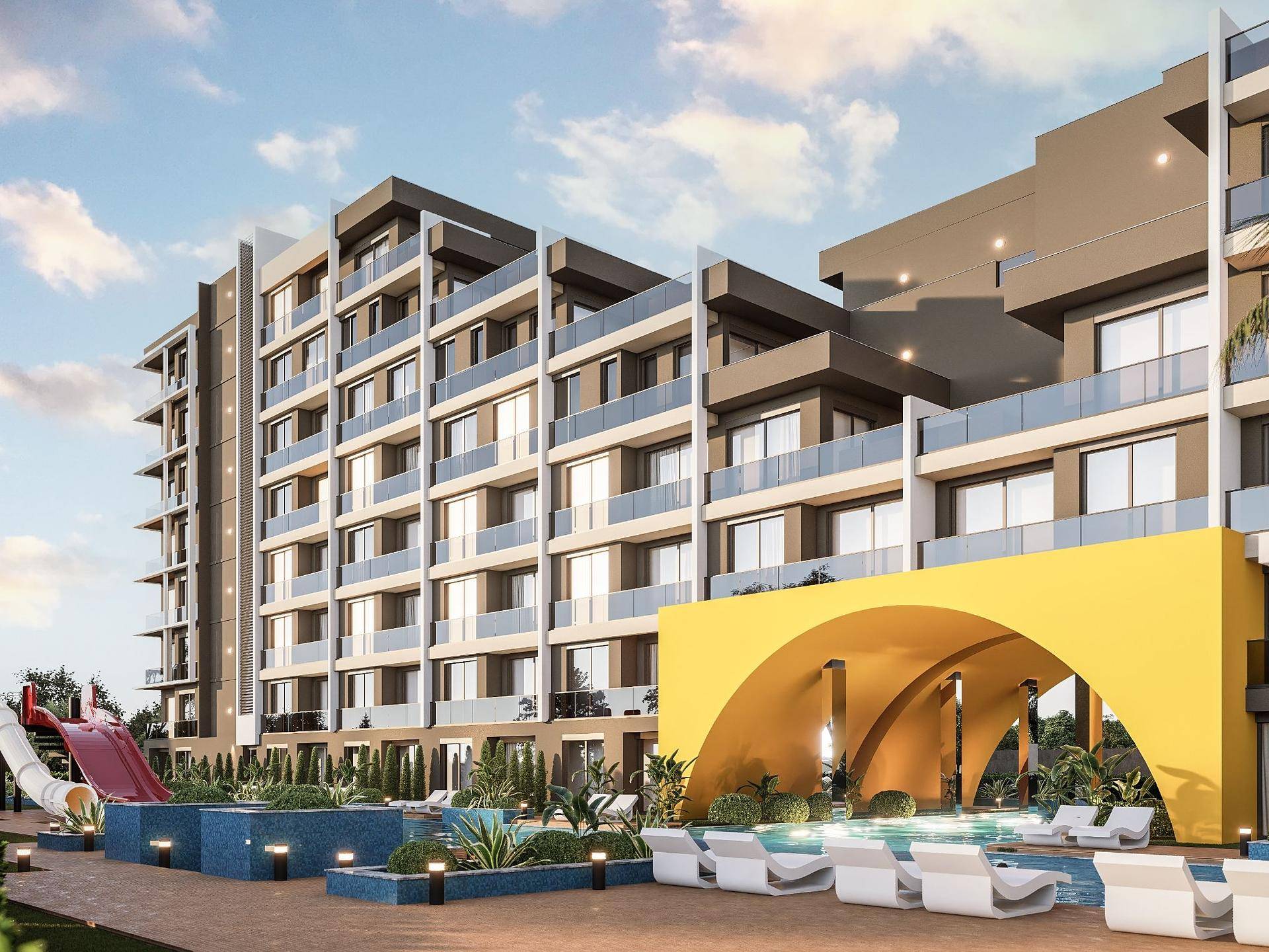 Projekt mit großem Swimmingpool bietet ein Paradies in Aksu, Antalya