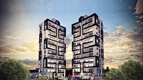Müasir ikiz qüllə, Long Beach, Kipr adasında yerləşir — 1/15